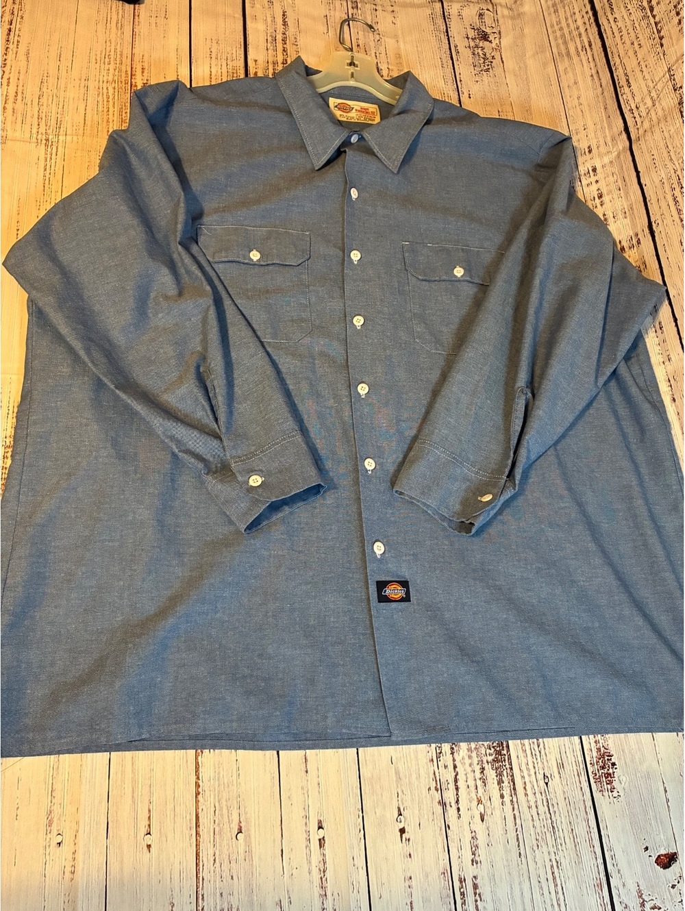 Dickies blue long sleeve work shirt 19 1/2 x 34/35